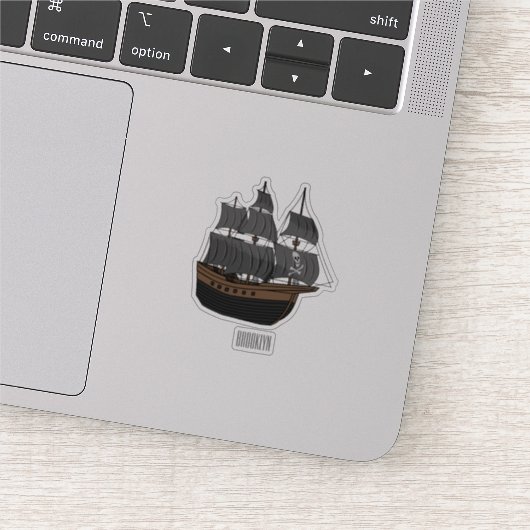Pirate ship cartoon illustratie sticker (Detail)