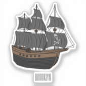 Pirate ship cartoon illustratie sticker (Voorkant)