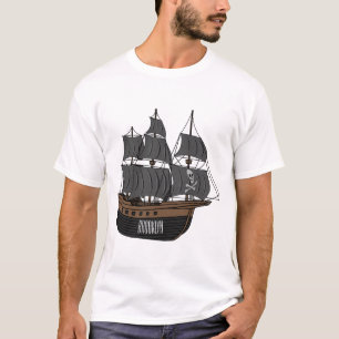Pirate ship cartoon illustratie t-shirt