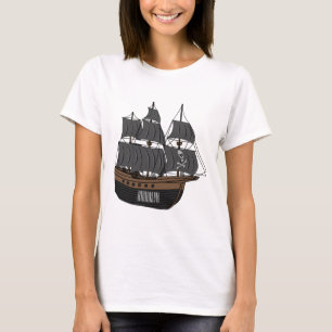 Pirate ship cartoon illustratie t-shirt