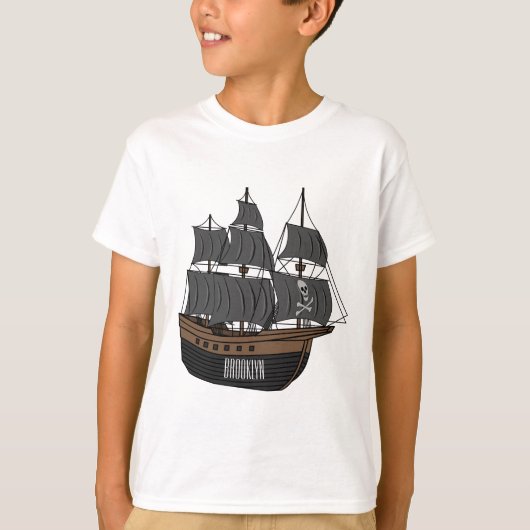 Pirate ship cartoon illustratie t-shirt (Voorkant)