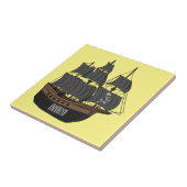 Pirate ship cartoon illustratie tegeltje (Zijkant)
