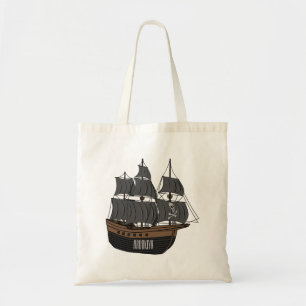 Pirate ship cartoon illustratie tote bag
