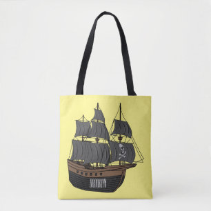 Pirate ship cartoon illustratie tote bag