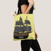 Pirate ship cartoon illustratie tote bag (Dichtbij)