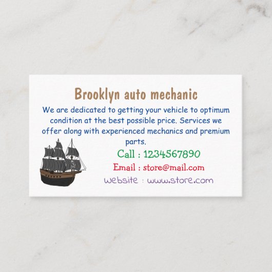 Pirate ship cartoon illustratie visitekaartje (Voorkant)