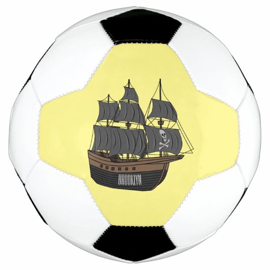 Pirate ship cartoon illustratie voetbal (Voorkant)
