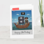 Pirate Ship Cat Funny Birthday Card Kaart (Voorkant)