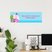 Pirate Ship Girl Birthday Party Banner Poster (Thuiskantoor)