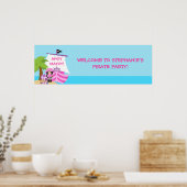 Pirate Ship Girl Birthday Party Banner Poster (Keuken)