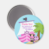 Pirate Ship Girl Birthday Party Bedankt Magnet (Voorkant / Achterkant)