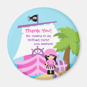 Pirate Ship Girl Birthday Party Bedankt Magnet