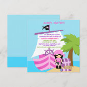 Pirate Ship Girl Birthday Party Invitation Kaart (Voorkant / Achterkant)