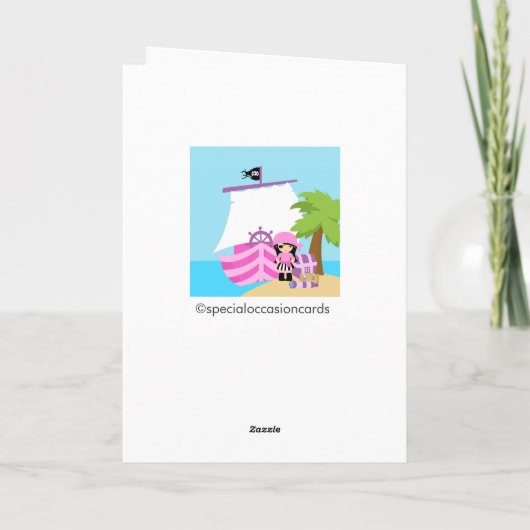 Pirate Ship Girl Birthday Party Thank You Card Bedankkaart (Achterkant)