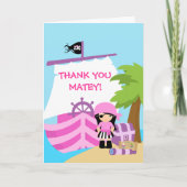 Pirate Ship Girl Birthday Party Thank You Card Bedankkaart (Voorkant)