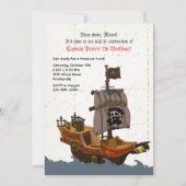 Pirate Ship Grunge Birthday Party Invitation Kaart (Voorkant)
