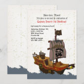 Pirate Ship Grunge Birthday Party Invitation Kaart (Voorkant / Achterkant)