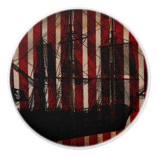 Pirate Ship Grunge Gestrepte Slaapkamer Ladenkast Keramische Knop