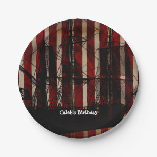 Pirate Ship Grunge Verjaardagsfeest Platen Papieren Bordje