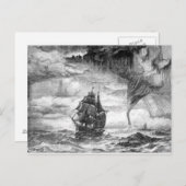 Pirate Ship in een Storm Briefkaart (Voorkant / Achterkant)