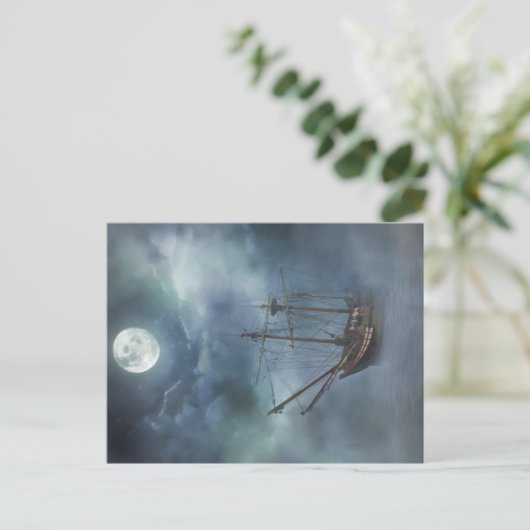 Pirate Ship in Fog Briefkaart (Staand voorkant)