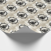 Pirate Ship in Ship's Wheel Cadeaupapier (Hoek)
