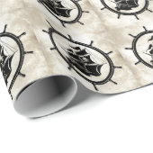 Pirate Ship in Ship's Wheel Cadeaupapier (Rol Hoek)