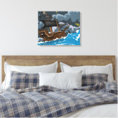Pirate Ship in Storm Canvas Afdruk (Insitu (Slaapkamer))