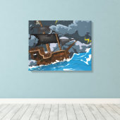 Pirate Ship in Storm Canvas Afdruk (Insitu (Houten vloer))