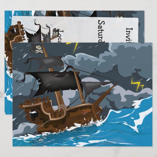 Pirate Ship in Storm Kaart (Voorkant / Achterkant)
