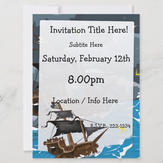 Pirate Ship in Storm Kaart (Achterkant)