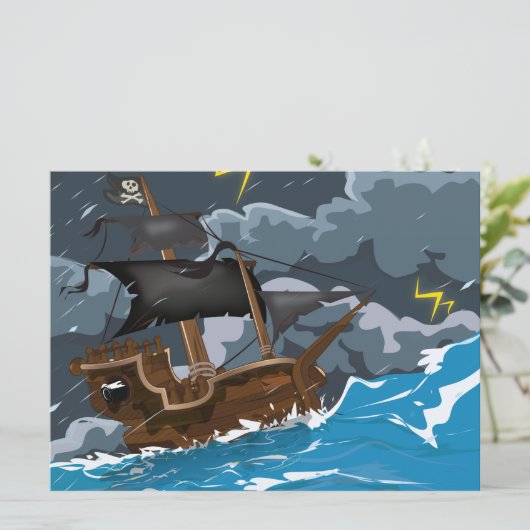 Pirate Ship in Storm Kaart (Staand voorkant)