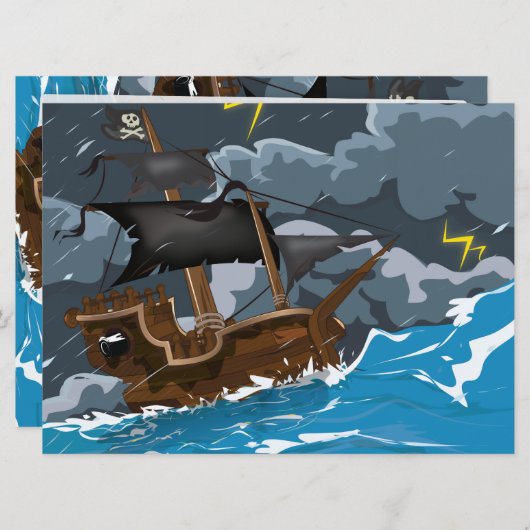 Pirate Ship in Storm Kaart (Voorkant / Achterkant)