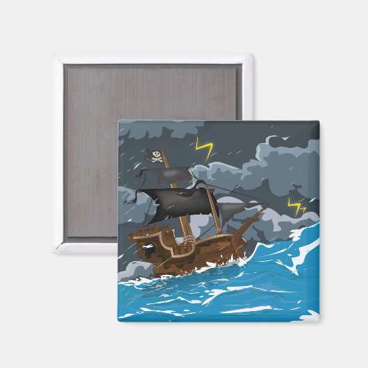 Pirate Ship in Storm Magneet (Voorkant / Achterkant)