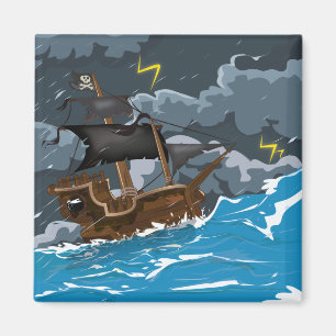 Pirate Ship in Storm Magneet