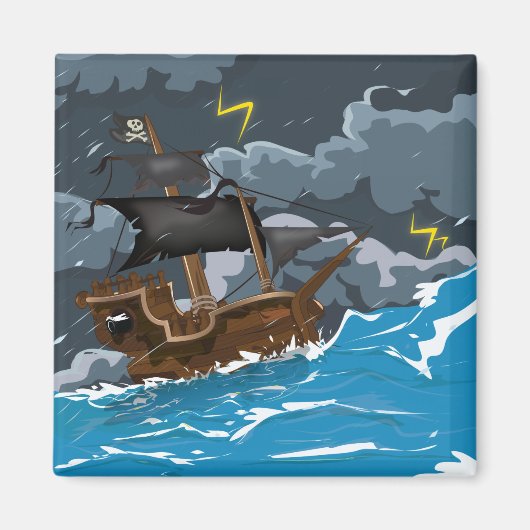 Pirate Ship in Storm Magneet (Voorkant)