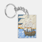 Pirate Ship in Zee Sleutelhanger (Voorkant Links)