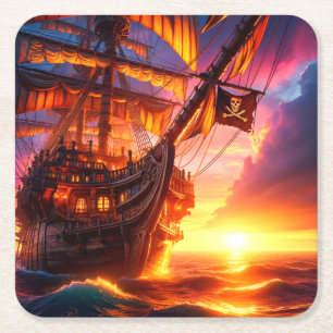 Pirate Ship Kartonnen Onderzetters