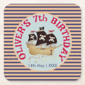 Pirate Ship Kids Birthday Party Kartonnen Onderzetters (Voorkant)