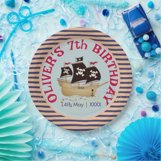 Pirate Ship Kids Birthday Party Papieren Bordje (Feest)