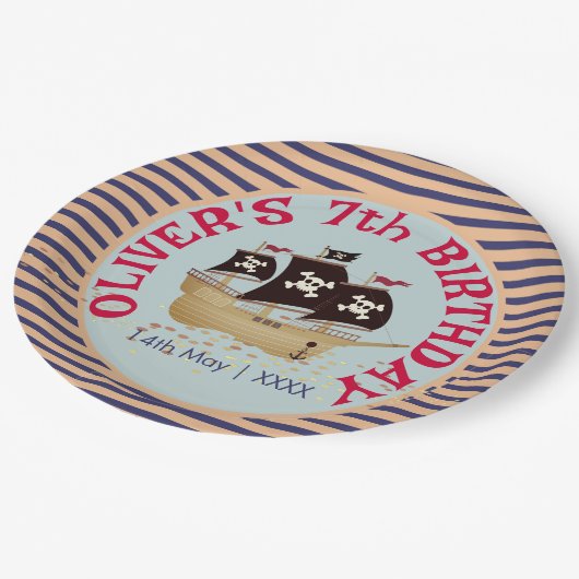 Pirate Ship Kids Birthday Party Papieren Bordje (Gekanteld)