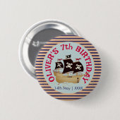 Pirate Ship Kids Birthday Party Ronde Button 5,7 Cm (Voorkant /achterkant)