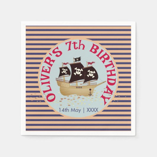 Pirate Ship Kids Birthday Party Servet (Voorkant)
