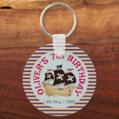 Pirate Ship Kids Birthday Party Sleutelhanger (Voorkant)