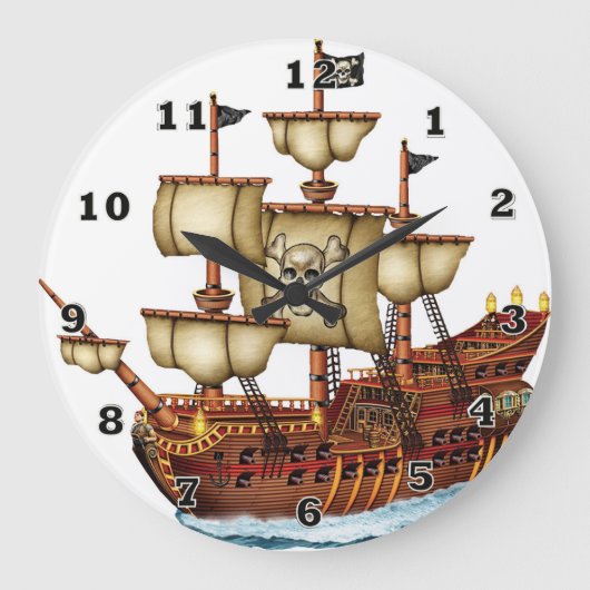 Pirate Ship Large Wall Clock Grote Klok (Voorkant)