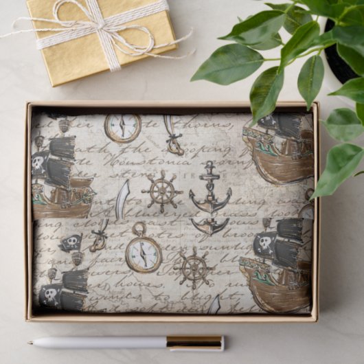  Pirate Ship Letter Nautical Decoupage Tissuepapier (Geschenk)