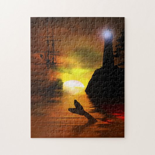 Pirate Ship, Lighthouse and Whale's Tail Legpuzzel (Verticaal)