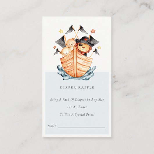 Pirate Ship Lion Cub Diaper Raffle Baby shower Informatiekaartje (Voorkant)