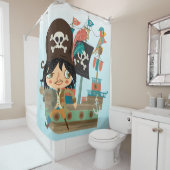 Pirate Ship met papegaai en Peg Beenpiraat Douchegordijn (In situ)