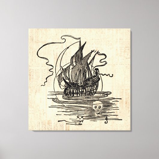 Pirate Ship met Skulls  Pirate Art Canvas Afdruk (Voorkant)